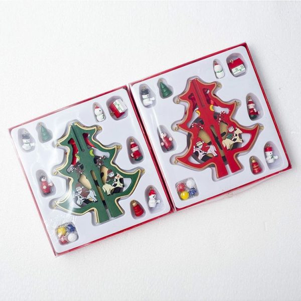 2 PCS Christmas Wooden Painted Dolls Small Tree Table Decorations Creative Gifts (Red) - Image 4