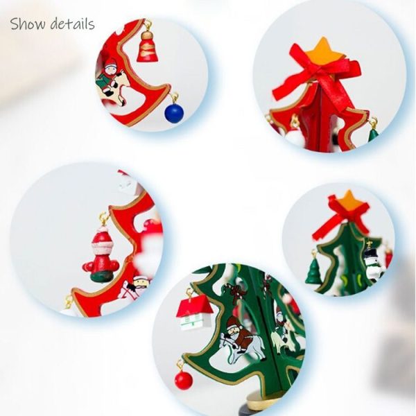 2 PCS Christmas Wooden Painted Dolls Small Tree Table Decorations Creative Gifts (Red) - Image 5