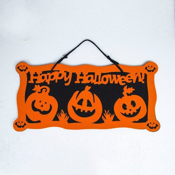 2 PCS Halloween Creative Bat Bone Decoration Pendant Doorplate (Pumpkin)