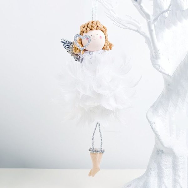 2 PCS Christmas Cloth Feather Angel Girl Doll Pendant Gift Decoration (Hand-held Love) - Image 2