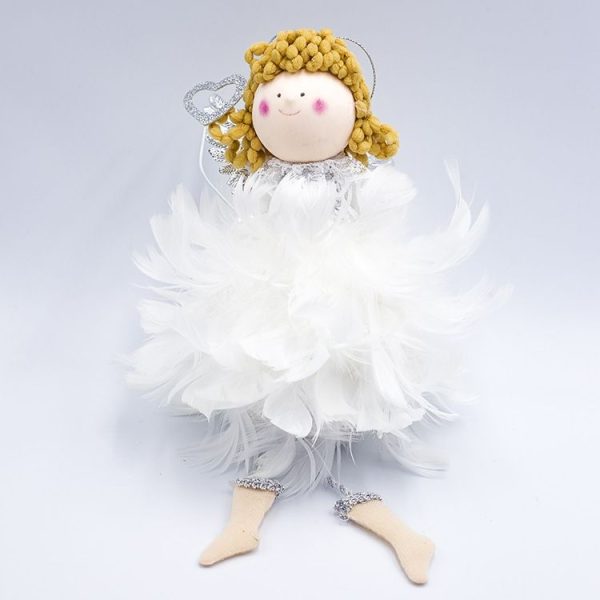 2 PCS Christmas Cloth Feather Angel Girl Doll Pendant Gift Decoration (Hand-held Love) - Image 4