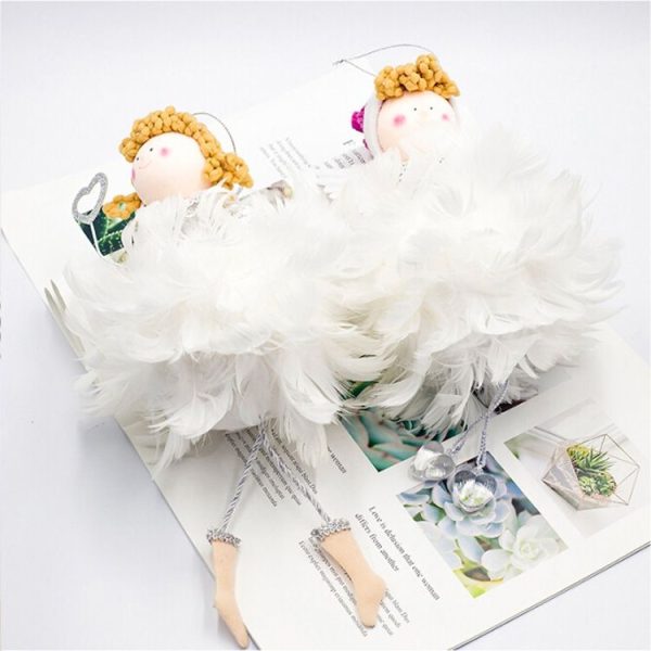 2 PCS Christmas Cloth Feather Angel Girl Doll Pendant Gift Decoration (Hand-held Love) - Image 5