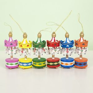 12 PCS Christmas Decorations Carousel Decorations Christmas Tree Wood Decoration Pendant