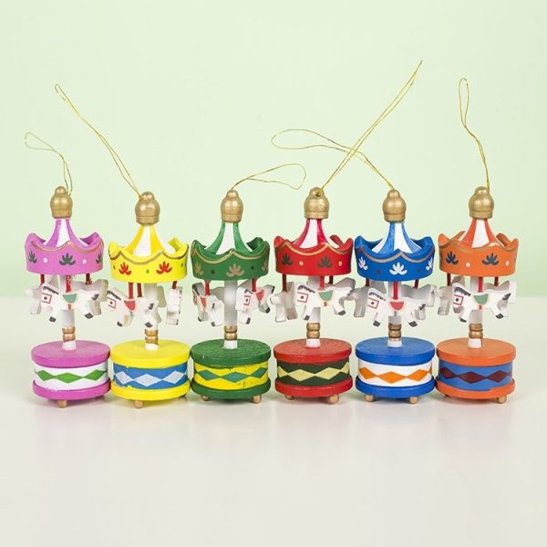 12 PCS Christmas Decorations Carousel Decorations Christmas Tree Wood Decoration Pendant
