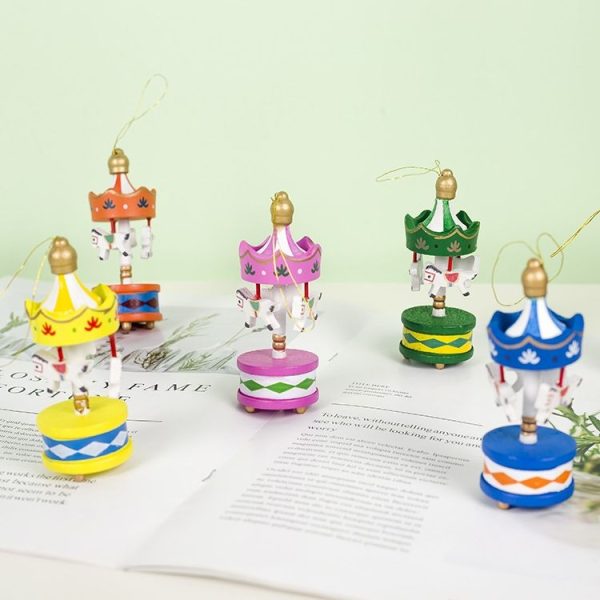 12 PCS Christmas Decorations Carousel Decorations Christmas Tree Wood Decoration Pendant - Image 2