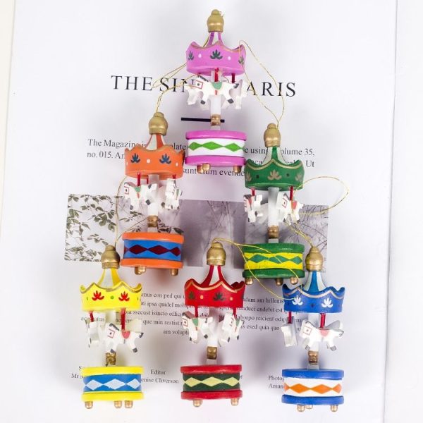 12 PCS Christmas Decorations Carousel Decorations Christmas Tree Wood Decoration Pendant - Image 3