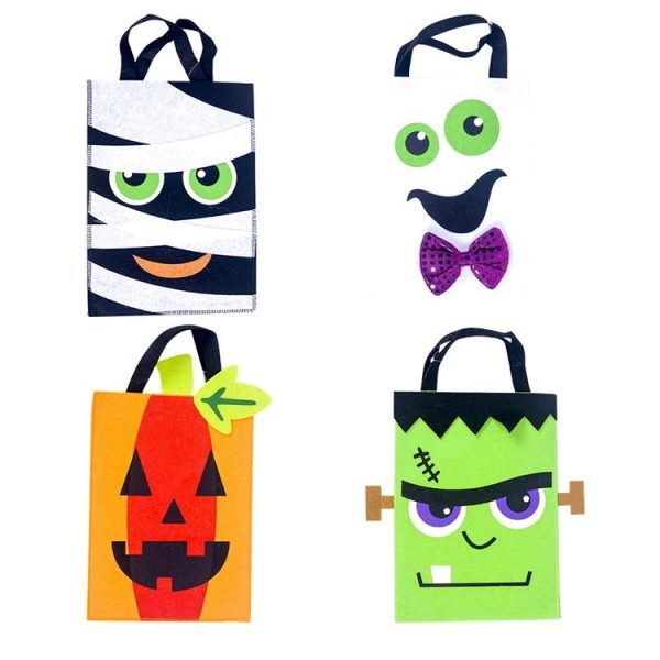 2 PCS Halloween Decoration Fabric Felt Portable Storage Bag Children Trick or Treat Sugar Candy Bag, Size: B Section Black and White Bandage - Image 2