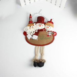 Christmas Decorations Pendant Santa Snowman Fabric Doll Hanging Living Room Window Decoration (Red Edge)