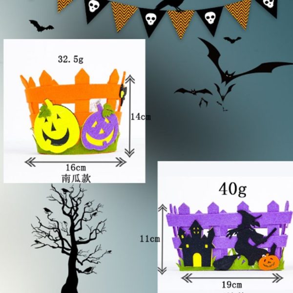 CP0033 2 PCS Halloween Scene Layout Pumpkin Witch Bucket Decoration Props Non-woven Basket (Pumpkin) - Image 3