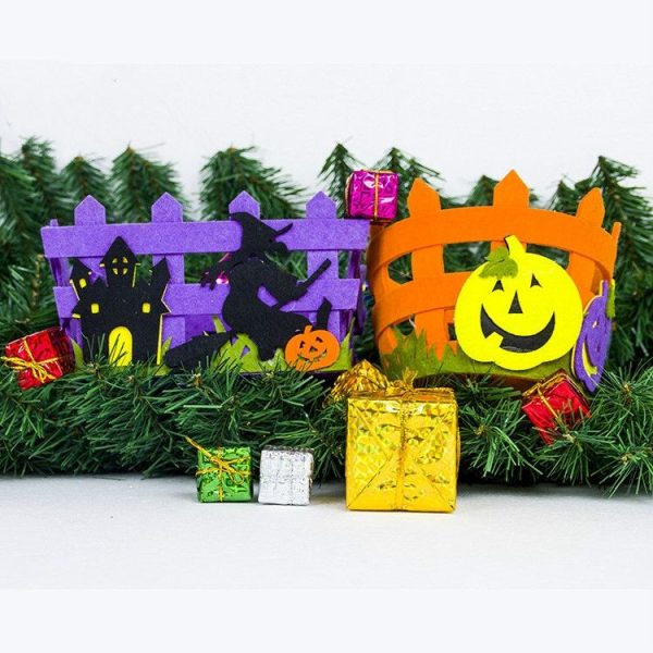 CP0033 2 PCS Halloween Scene Layout Pumpkin Witch Bucket Decoration Props Non-woven Basket (Pumpkin) - Image 5