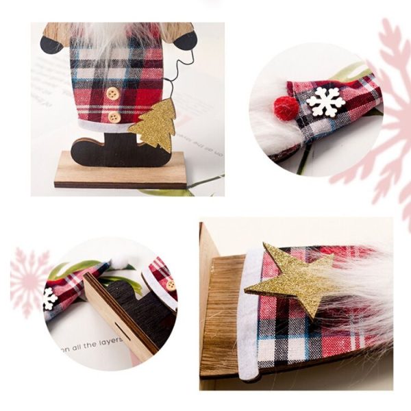 2 PCS Christmas Creative Painted Cartoon Wooden Ornament (Christmas Tree) - Image 6