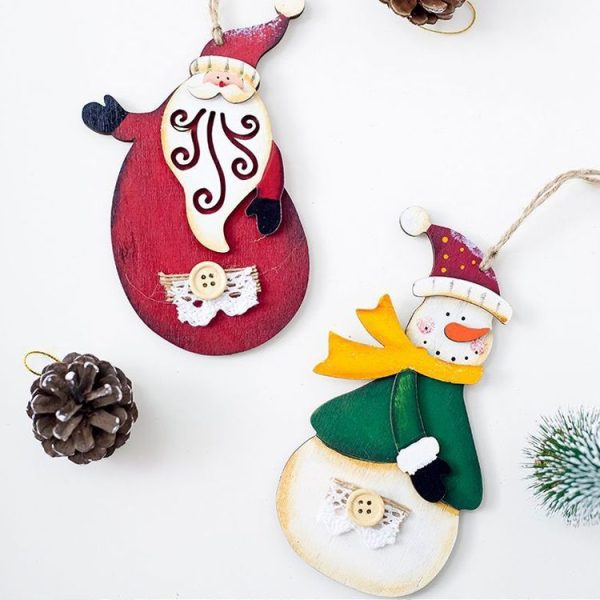 2 PCS Christmas Creative Painted Cartoon Resin Pendant Ornament (Christmas Snowman) - Image 4