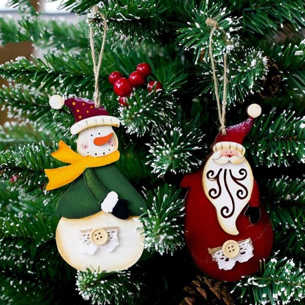 2 PCS Christmas Creative Painted Cartoon Resin Pendant Ornament (Christmas Snowman) - Image 5