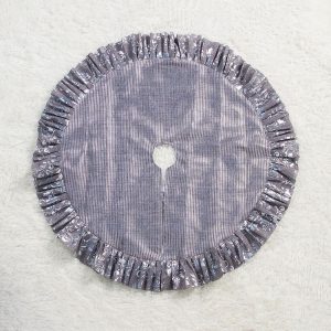2 PCS Christmas Silver Plaid Christmas Tree Bottom Decoration Tree Skirt, Size: 90x90cm (Pleated Skirt)