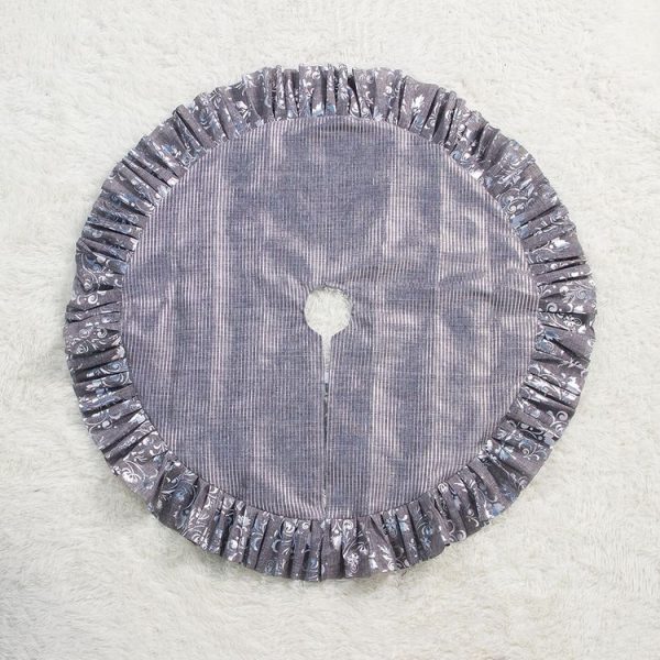 2 PCS Christmas Silver Plaid Christmas Tree Bottom Decoration Tree Skirt, Size: 90x90cm (Pleated Skirt) - Image 2