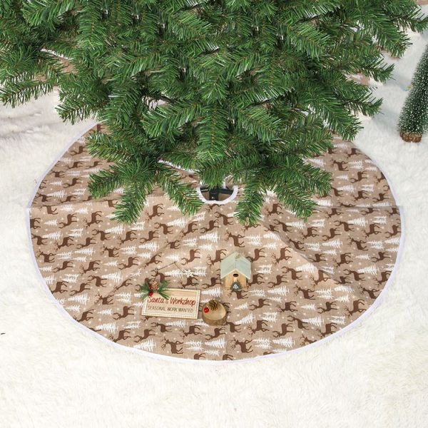 2 PCS Christmas Fabric Elk Print Christmas Tree Bottom Decorative Tree Skirt, Size: 60cm - Image 2