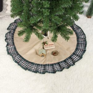 2 PCS Christmas Creative Fabric Plaid Christmas Tree Bottom Ornament, Size: 100 cm (Green)