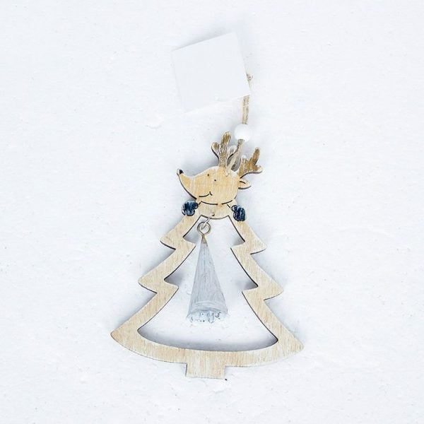 CP0648 2 PCS Christmas Decorations Wooden Christmas Tree Pendant Christmas Bells (Elk)