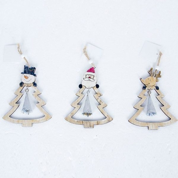 CP0648 2 PCS Christmas Decorations Wooden Christmas Tree Pendant Christmas Bells (Elk) - Image 2