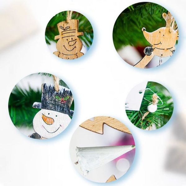 CP0648 2 PCS Christmas Decorations Wooden Christmas Tree Pendant Christmas Bells (Elk) - Image 3