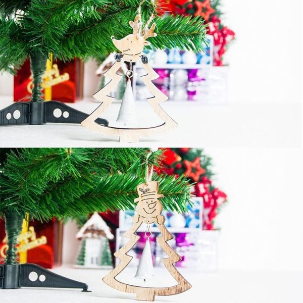 CP0648 2 PCS Christmas Decorations Wooden Christmas Tree Pendant Christmas Bells (Elk) - Image 4