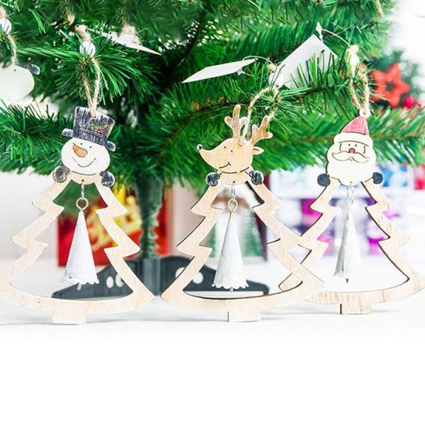 CP0648 2 PCS Christmas Decorations Wooden Christmas Tree Pendant Christmas Bells (Elk) - Image 5