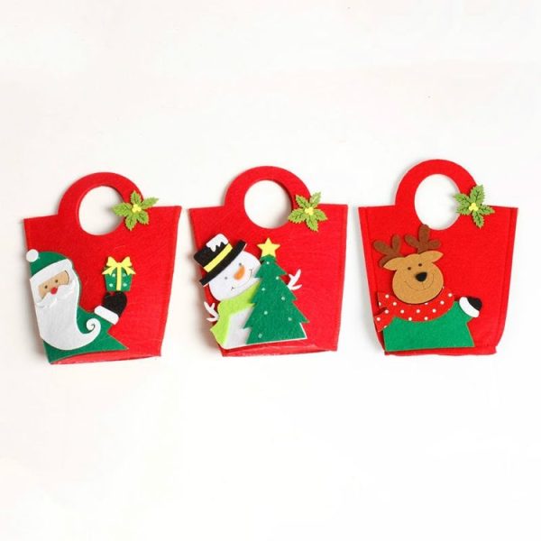 2 PCS Christmas decorations Non-woven Christmas gift bags Christmas Eve portable apple bags (Santa Claus) - Image 3