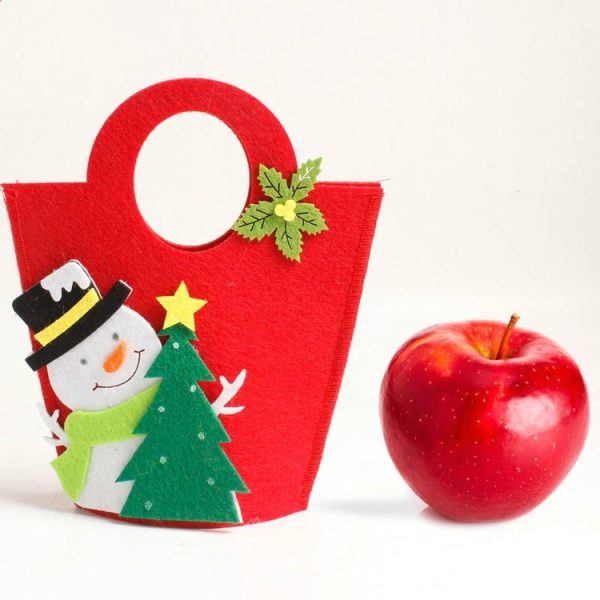 2 PCS Christmas decorations Non-woven Christmas gift bags Christmas Eve portable apple bags (Santa Claus) - Image 5