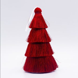 2 PCS Tassel Christmas Tree Ornaments Creative Home Decoration Ornaments (Red)