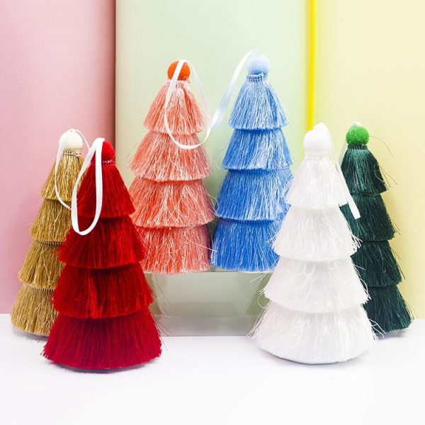 2 PCS Tassel Christmas Tree Ornaments Creative Home Decoration Ornaments (Red) - Image 3