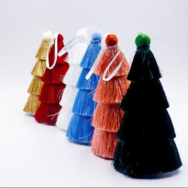 2 PCS Tassel Christmas Tree Ornaments Creative Home Decoration Ornaments (Red) - Image 4