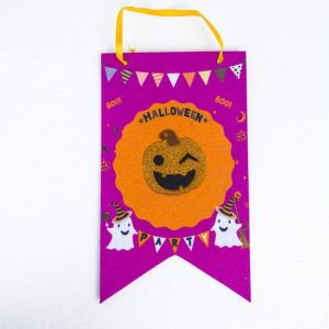 2 PCS Halloween Facade Bar Mall Non-woven Pumpkin Square Flag Door Handle Pendant (Purple)