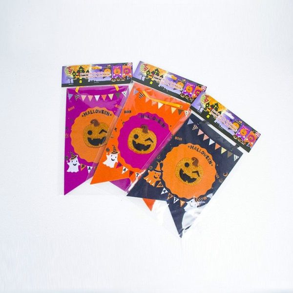 2 PCS Halloween Facade Bar Mall Non-woven Pumpkin Square Flag Door Handle Pendant (Purple) - Image 4