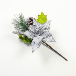 2 PCS Christmas Tree Pine Needles Pine Cones Decorative Items (Silver)