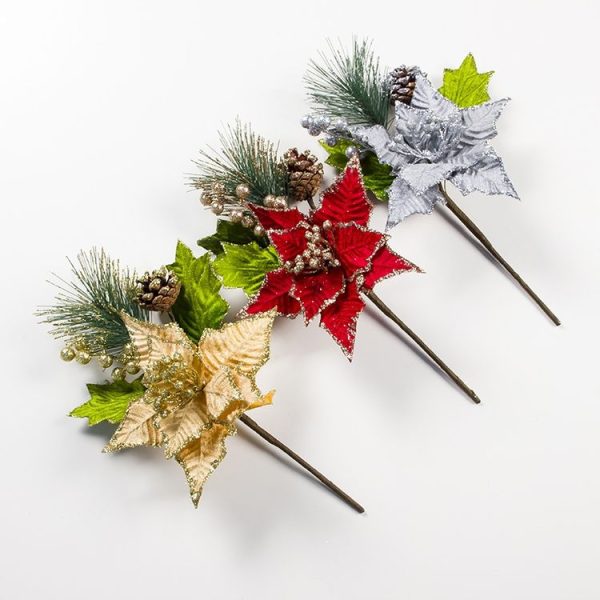 2 PCS Christmas Tree Pine Needles Pine Cones Decorative Items (Silver) - Image 3