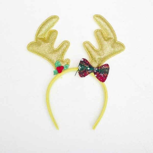 Creative Christmas Antlers Head Buckle Headband Children Adult Christmas Antler Headband (Yellow) - Image 2