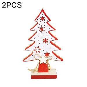 2 PCS Pendulum Felt Snowflake Wooden Christmas Tree Ornaments Creative Christmas Decorations, Size: Small (Red)