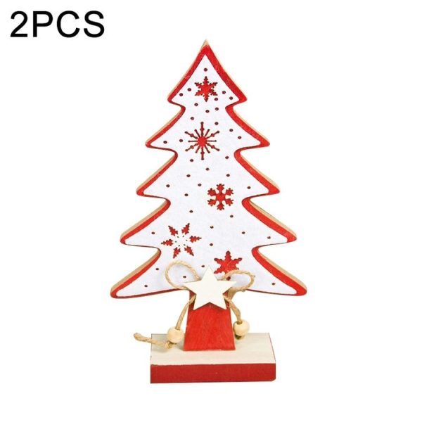 2 PCS Pendulum Felt Snowflake Wooden Christmas Tree Ornaments Creative Christmas Decorations, Size: Small (Red)