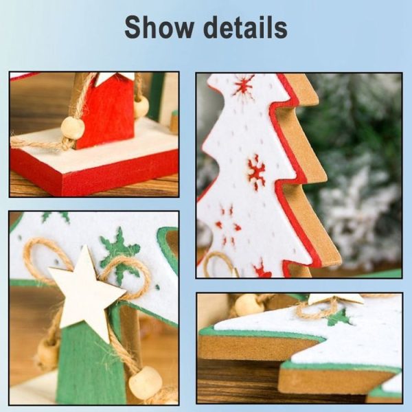 2 PCS Pendulum Felt Snowflake Wooden Christmas Tree Ornaments Creative Christmas Decorations, Size: Small (Red) - Image 3