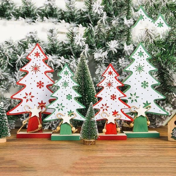 2 PCS Pendulum Felt Snowflake Wooden Christmas Tree Ornaments Creative Christmas Decorations, Size: Small (Red) - Image 4