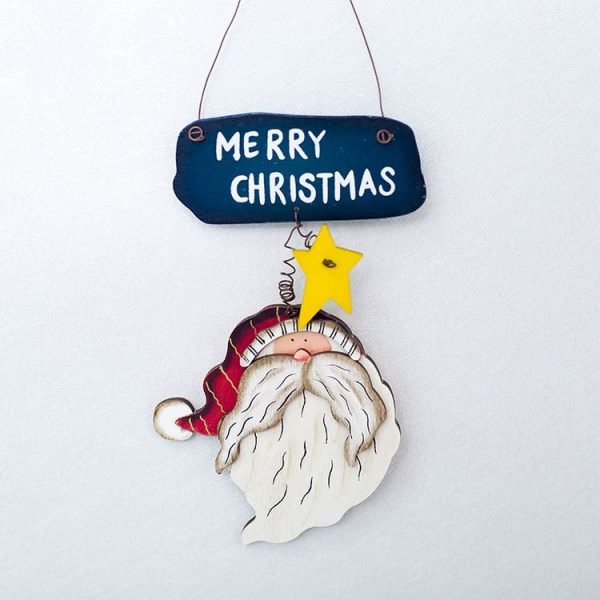 2 PCS Christmas Creative Letter Tag Christmas Tree Wooden Decoration Pendant (Santa) - Image 2