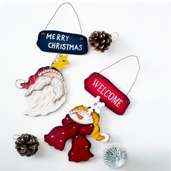 2 PCS Christmas Creative Letter Tag Christmas Tree Wooden Decoration Pendant (Santa) - Image 4