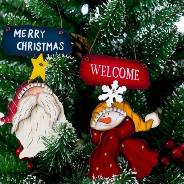 2 PCS Christmas Creative Letter Tag Christmas Tree Wooden Decoration Pendant (Santa) - Image 5