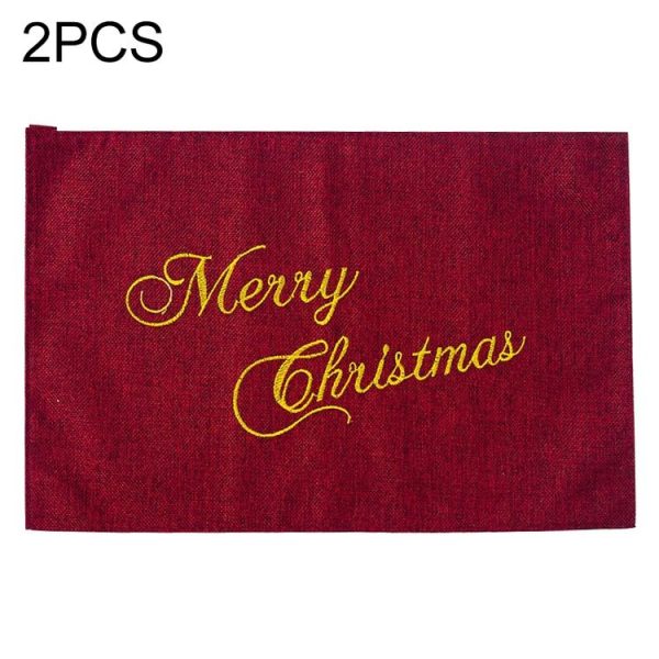 2 PCS Christmas Decorations, Creative Christmas Table Mats, Knife and Fork Mats (Wine Red)