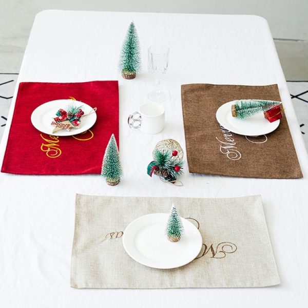 2 PCS Christmas Decorations, Creative Christmas Table Mats, Knife and Fork Mats (Wine Red) - Image 5