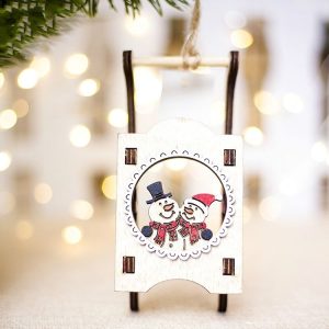 CP0761 2 PCS Christmas Decorations Santa Snowman Sleigh Christmas Tree Decoration Pendant (Snowman)