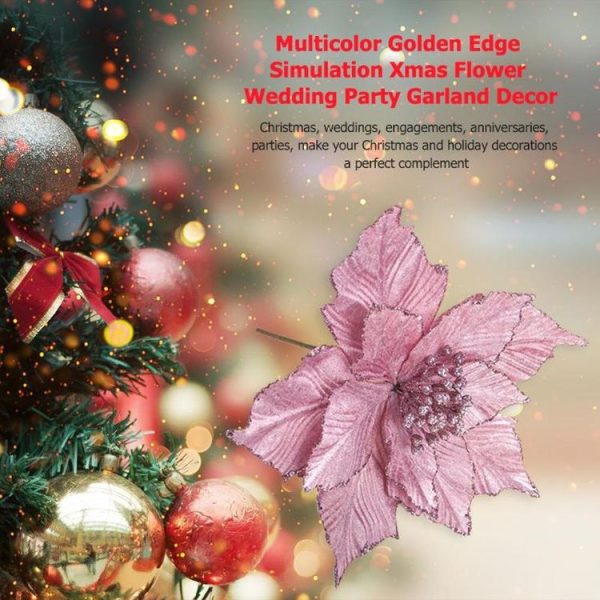 2 PCS Christmas Artificial Flower Leaves Flower Arrangement Christmas Tree Decoration (Red) - Image 4