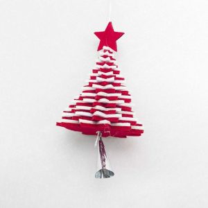 2 PCS Creative Flannel Bell Ornaments Christmas tree Metal Decorative Pendants Ornaments (Red and White Bell Pendant)