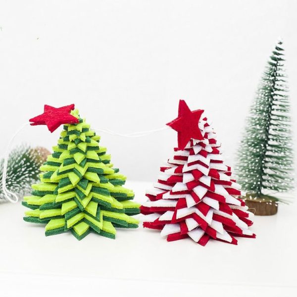 2 PCS Creative Flannel Bell Ornaments Christmas tree Metal Decorative Pendants Ornaments (Red and White Bell Pendant) - Image 4