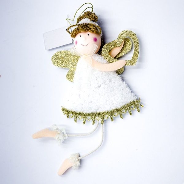 2 PCS Christmas Angel Pendant Cloth Plush Love Girl Christmas Doll Pendant Christmas Tree Decoration (Heart) - Image 2